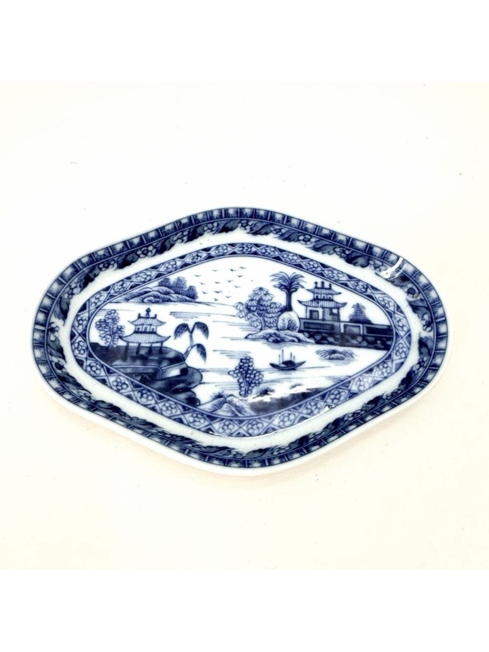 Mottahedeh Vista Alegre Charleston Blue Canton Chinoiserie Relish Dish Plate